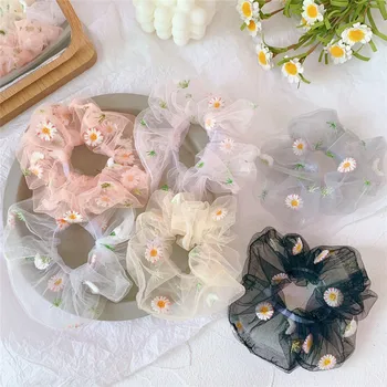 

6 Colors Korea Velvet Hair Scrunchie Elastic Hair Bands Love Lace Women Girls Headwear Ponytail Holder Hair Accessories