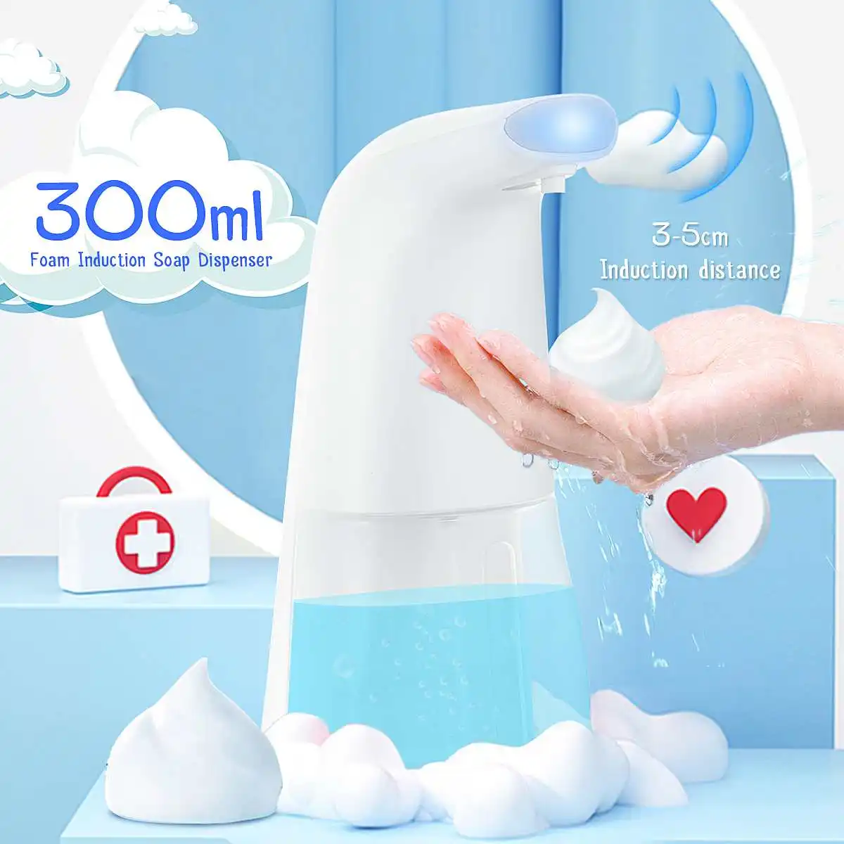 300ml Auto Foaming Soap Dispenser Touchless Bathroom Dispenser Smart