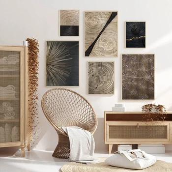 

Wood Grain Annual Rings Abstract Circle Canvas Nordic Poster Art Wall Printings Abstract Painting Modern Picture for Living Room