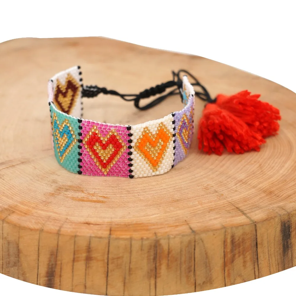 Go2boho богемное сердце браслет MIYUKI Love Pulseras Mujer Moda женские браслеты-манжеты Bileklik украшения для влюбленных подарок для влюбленных