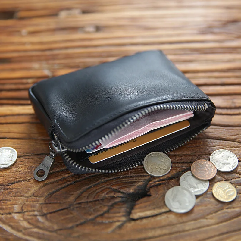 

100% Genuine Leather Wallet For Men Women Handmade Cowhide Vintage Casual Short Zipper Coin Purse Money Bag Credit Card Holder