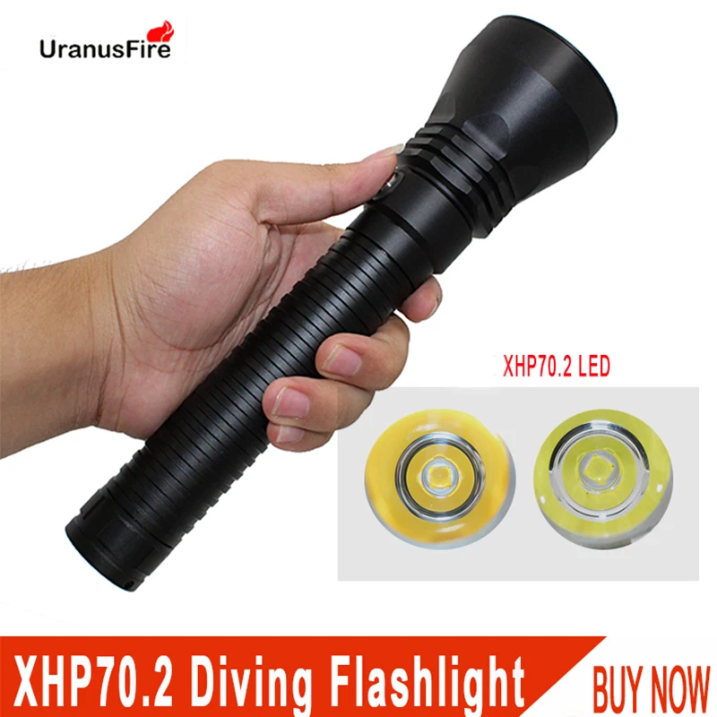 

Uranusfire xhp70.2 diving flashlight 5000 Lumens LED 26650 battery underwater light waterproof lamp new version of xhp70