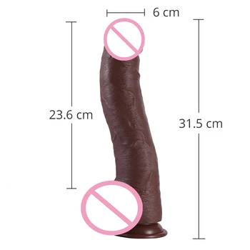 HISMITH 12.4" "oversized dildo monster level, 9.3" insertable length dark coffee color PVC penis suction cup sex toys for women 2