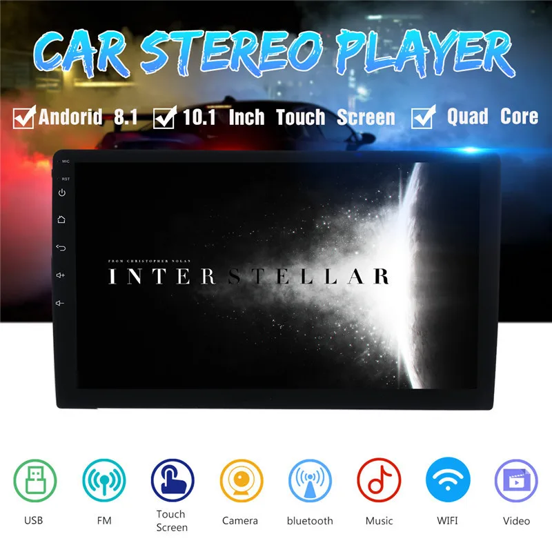 Android 8.1 universal Car Radio 10.1 inch 2 din android car radio DVD Player GPS WIFI bluetooth USB Slots more languages