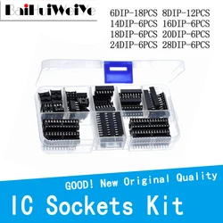 Kit de connecteurs IC DIP de Type prise à souder, 66 pièces, 6 8 14 16 18 20 24 28 broches, 6 broches, 8 broches, 14 broches, 18 broches 