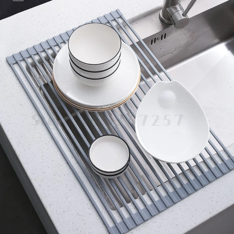 

Drain Kitchen Artifact Sink Washing Pool Dish Drying Vegetable Rack Folding Storage kitchen storage & organization
