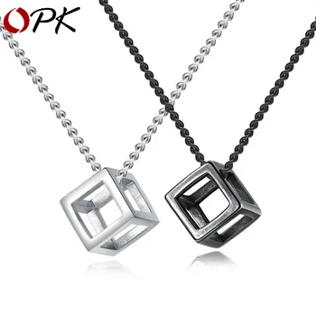 

OPK European and American retro simple hollow Pendant with titanium steel necklace for men and women