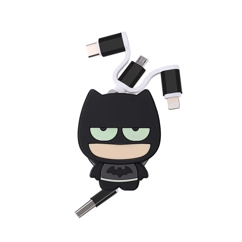 3 в 1 USB кабель для зарядки телефона с супергероями из мультфильмов удлинитель