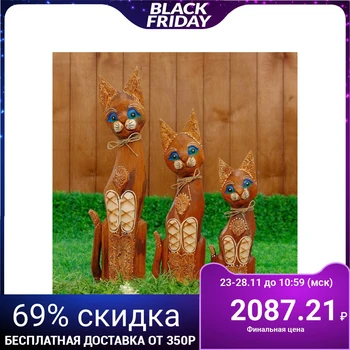 

Souvenir tree "Cats with openwork carving" set of 3 pcs h = 30, 40, 50 cm