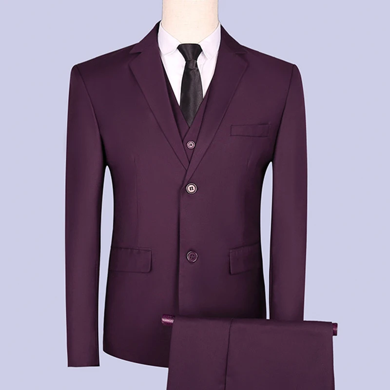 Wedding casual suit men Groom Tuxedos Men Suits Two Buttons Wedding Suits for Men Groomsman Suits (Jacket+Pants+vest) XZ46