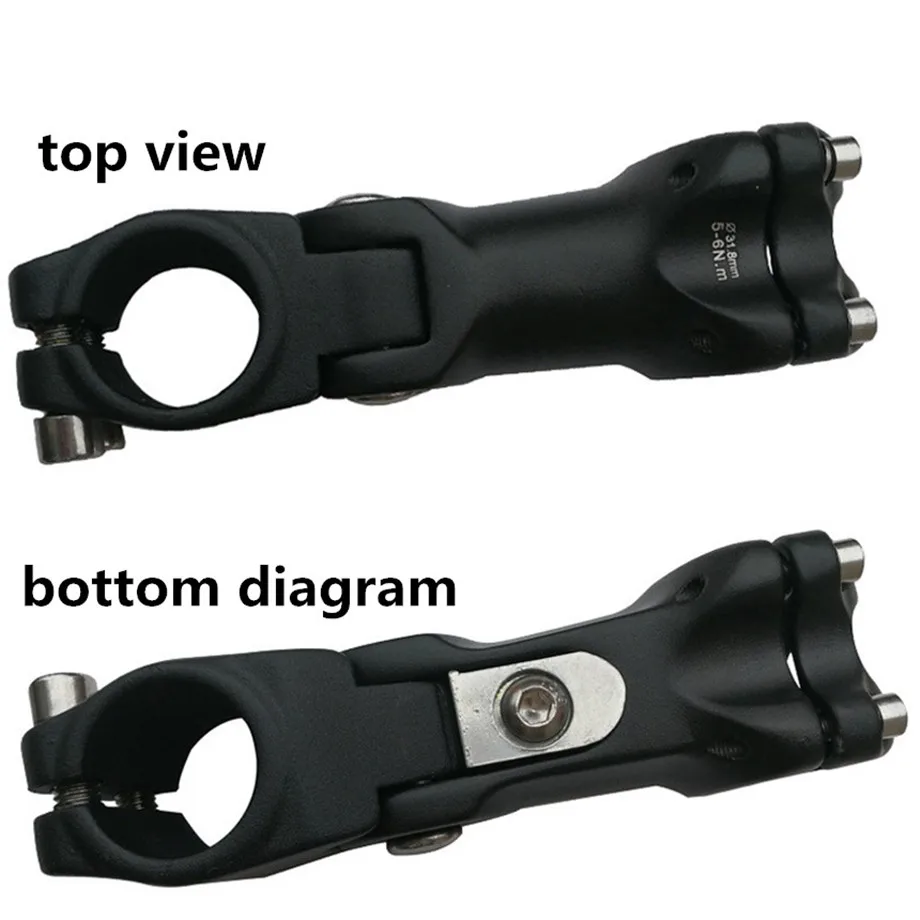 Road Bicycle MTB Mountain Bike Aluminum Alloy Adjustable Angle Handle Riser Stem Gooseneck Faucet Accessories 31.8*105mm Black
