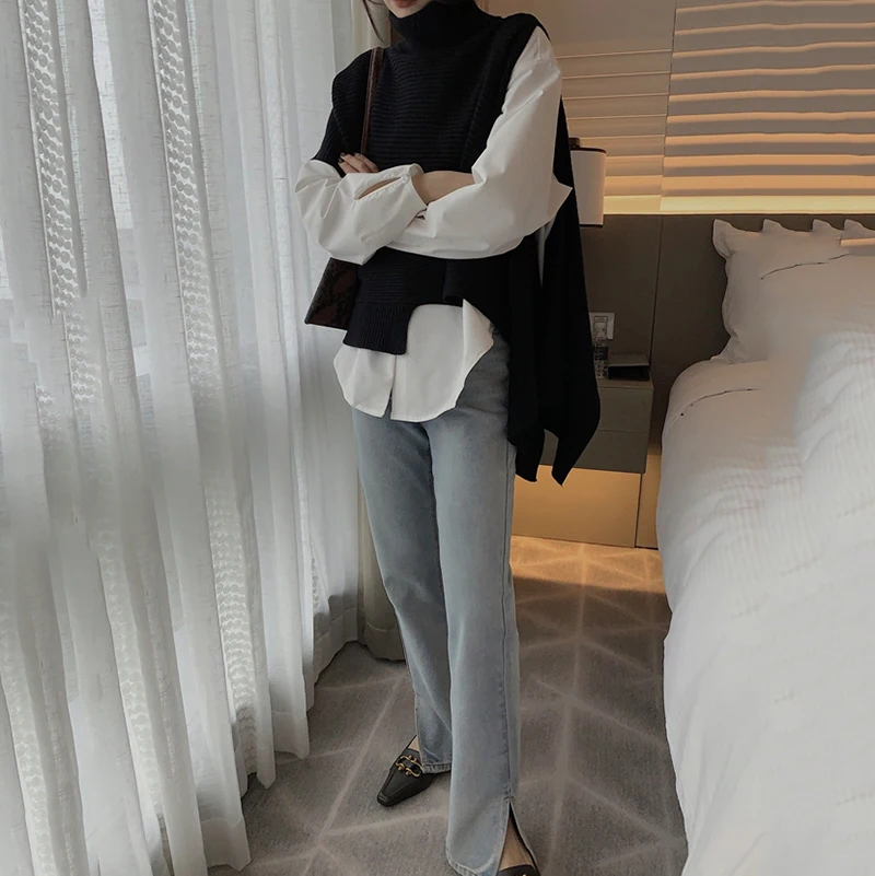 [EAM] Irregular Big Size Knitting Sweater Loose