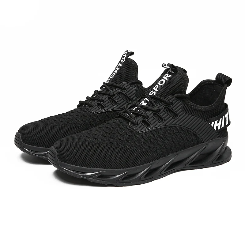 Для мужчин спортивные кроссовки для бега Повседневное Для мужчин s кроссовки обувь blade легкий дышащий материал для прогулок в тренажерном зале, с волнообразным краем; Zapatos De Hombre - Цвет: 619 Black