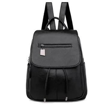 

Casual Women Backpack Imitation Leather Young Women Daily Bags Ladies Waterproof Bagpack Small Durable Black
