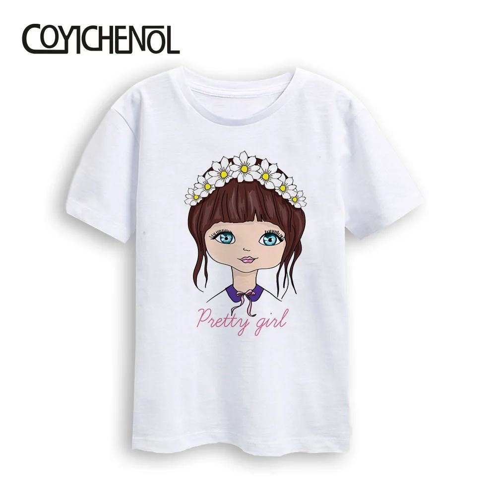 Модная детская футболка для девочек с ручной росписью Милая Детская рубашка размера плюс с рисунком из мультфильма Kawaii новые От 2 до 12 лет топы для детей с рисунком из мультфильма COYICHENOL