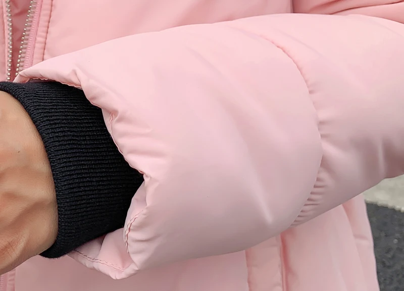 Милая зимняя женская куртка, однотонная, черная, розовая, Женская длинная парка с хлопковой подкладкой, верхняя одежда с капюшоном, Женская парка, Mujer Invierno