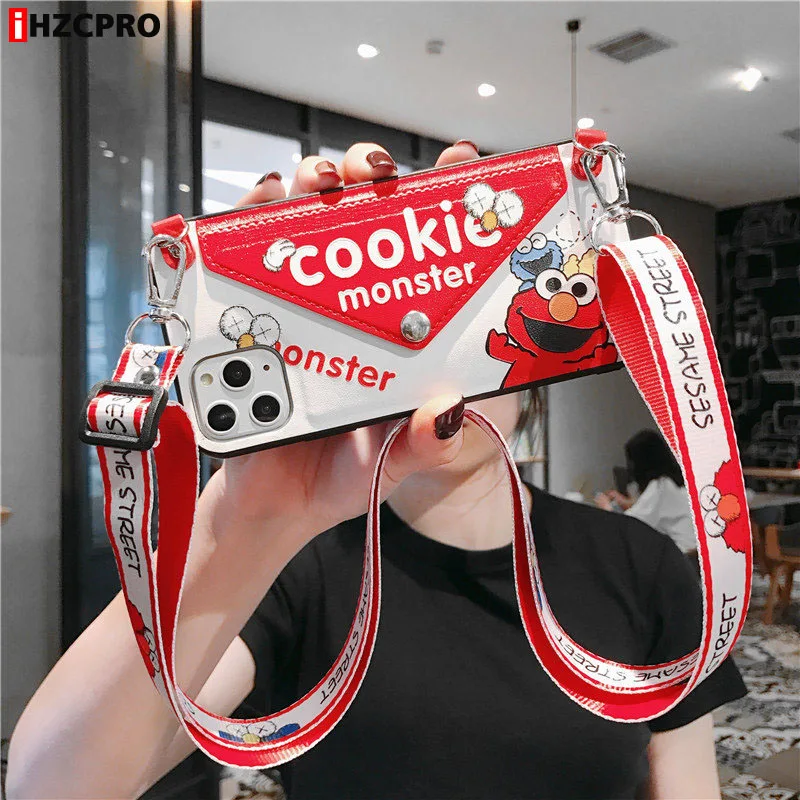 

for iPhone 11 Pro Max Handbag Case with Card Holder Lanyard Cartoon Cute Luxury Women Wallet Case for iPhone X XR XS 8 7 6 Plus