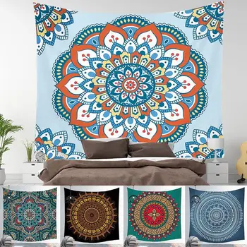 

Indian Mandala Tapestry Wall Hanging Sleeping Pad Tapestries Bohemia Floral Carpet For Wall Decor Sandy Beach Throw Rug Blanket