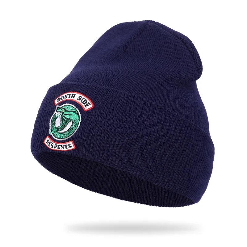 

New Autumn Winter Animation Valley Needle Embroidery Knitted Cap Snake Embroidery SOUTH SIDE wool cap tide