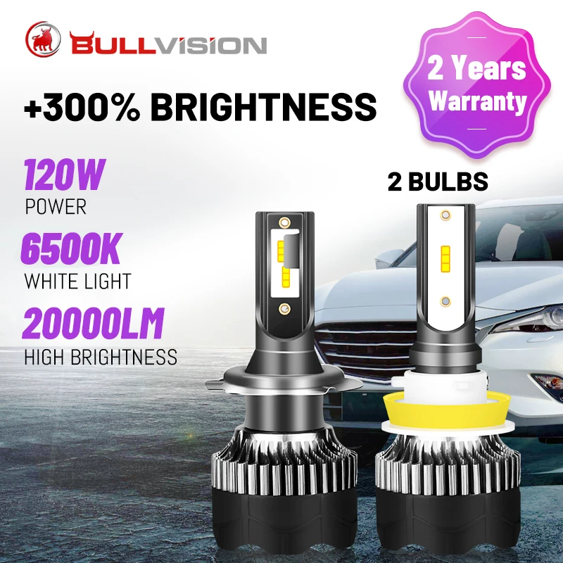H4 LED Headlight High Beam Low H7 H1 H11 H8 H9 9005 9006 HB3 HB4 20000LM 120W 4300K 6500K 8000K CSP Chip Car Light For Lens | Автомобили и