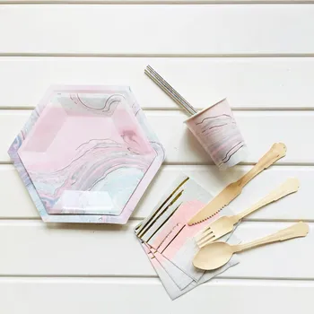 

Festival Party disposable paper plate birthday party decorations picnic plate thickening party 40pcs Disposable tableware set