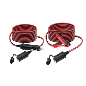 

2Pcs 3 Meters 12V / 24V Car Extension Cable for Cigarette Lighter - Cigarette Lighter Plug & Alligator Clip