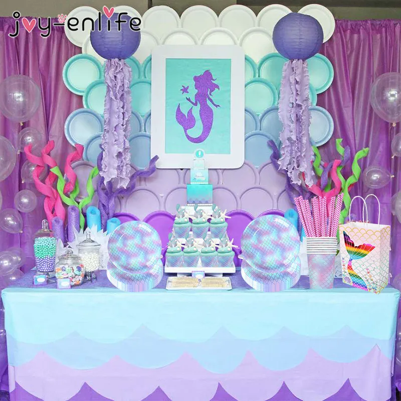 Mermaid Party Decorations Birthday Cake stand under the sea party Balloons garland arch decor Girl Birthday Party Baby shower - Image 3