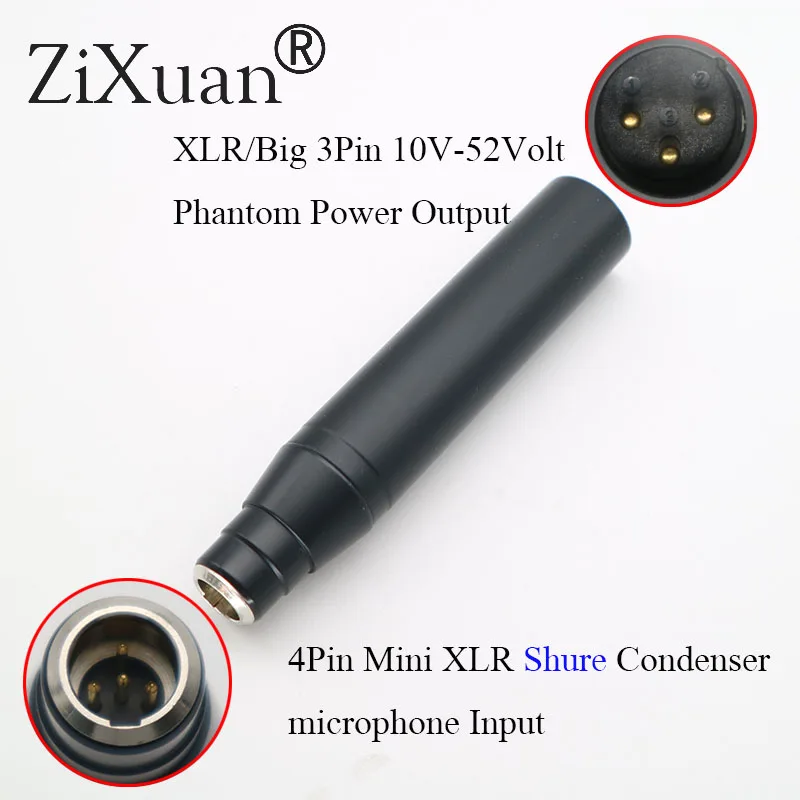 Высокое качество TA4F 3Pin/4Pin мини XLR Сделано в Китае для 3Pin мужской XLR Сделано в Китае для akg Shure конденсаторный микрофон Phantom Мощность 48V адаптер переменного тока - Цвет: 4PIN