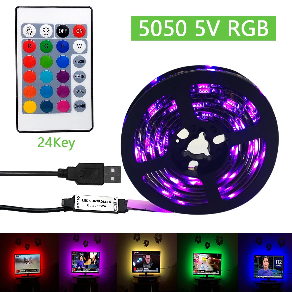 5050 Светодиодная лента 1 м 2 30 светодиодный s IP65 Водонепроницаемый RGB светильник DC5V