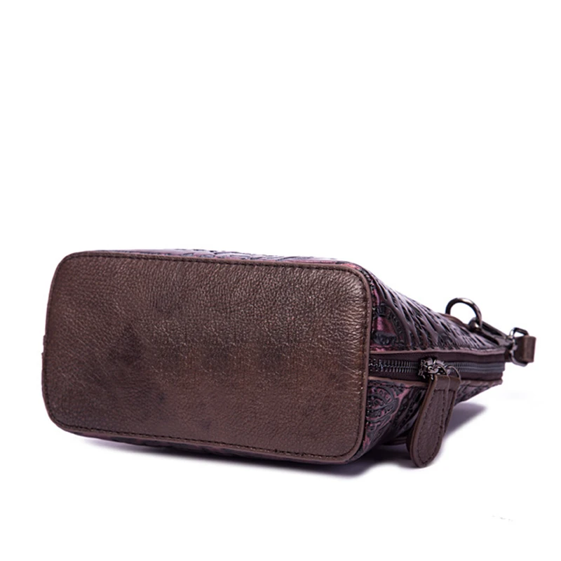 Vintage Genuine Leather Women Crossbody Bag New Trend Letter Embossed Female Shoulder Bags Cowhide Brushing Women Bags Handbags