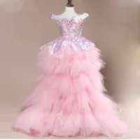 Robe de demoiselle d'honneur pour enfants, robes de demoiselle d'honneur pour enfants, robe tutu rose pour enfants, robe de soirée élégante, vêtements de boutique pour filles 2