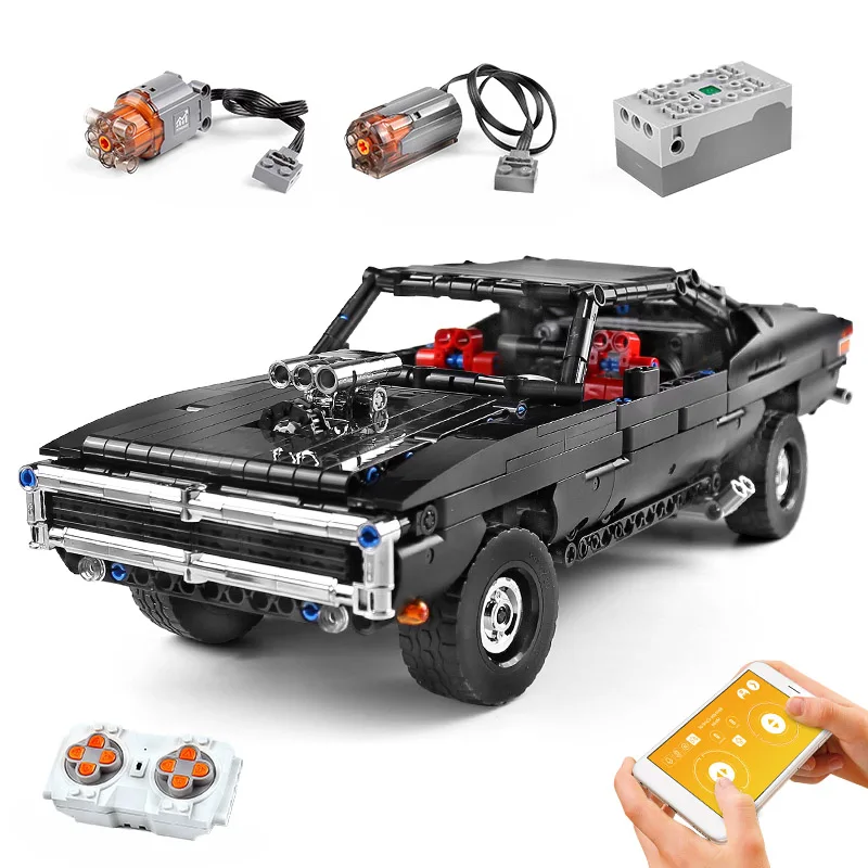 

MOULD KING 13081 High-Tech App Motorized Car With MOC-17750 Ultimate Muscle Car Model Building Blocks Kids Toys Christmas Gifts