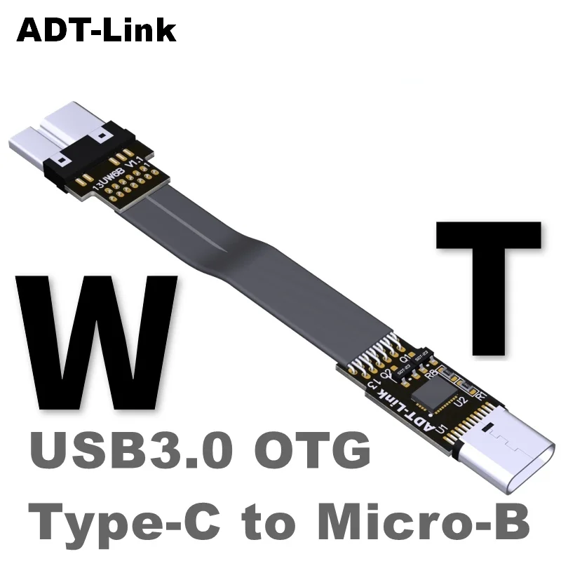 

USB 3.0 Micro B Male To USB 3.1 Female OTG Extension Cable Type-C To Micro-B Angle Flexible Data Extension Cable T1/2-W