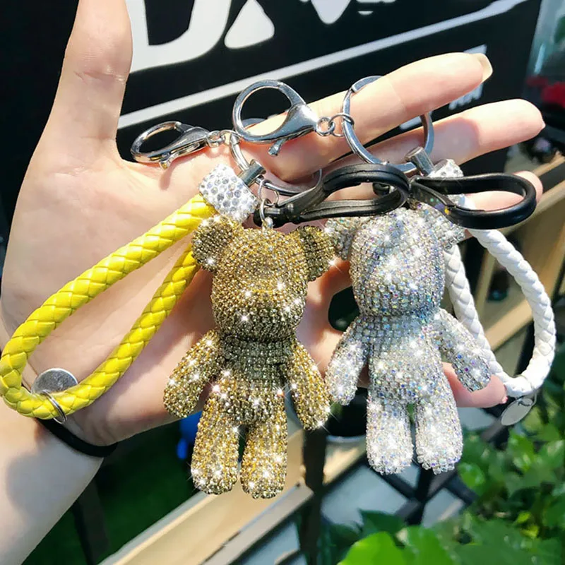 クマ型ストーン装飾キーホルダー Bomgom-女性のためのクマのデザインのキーホルダー,装飾的な