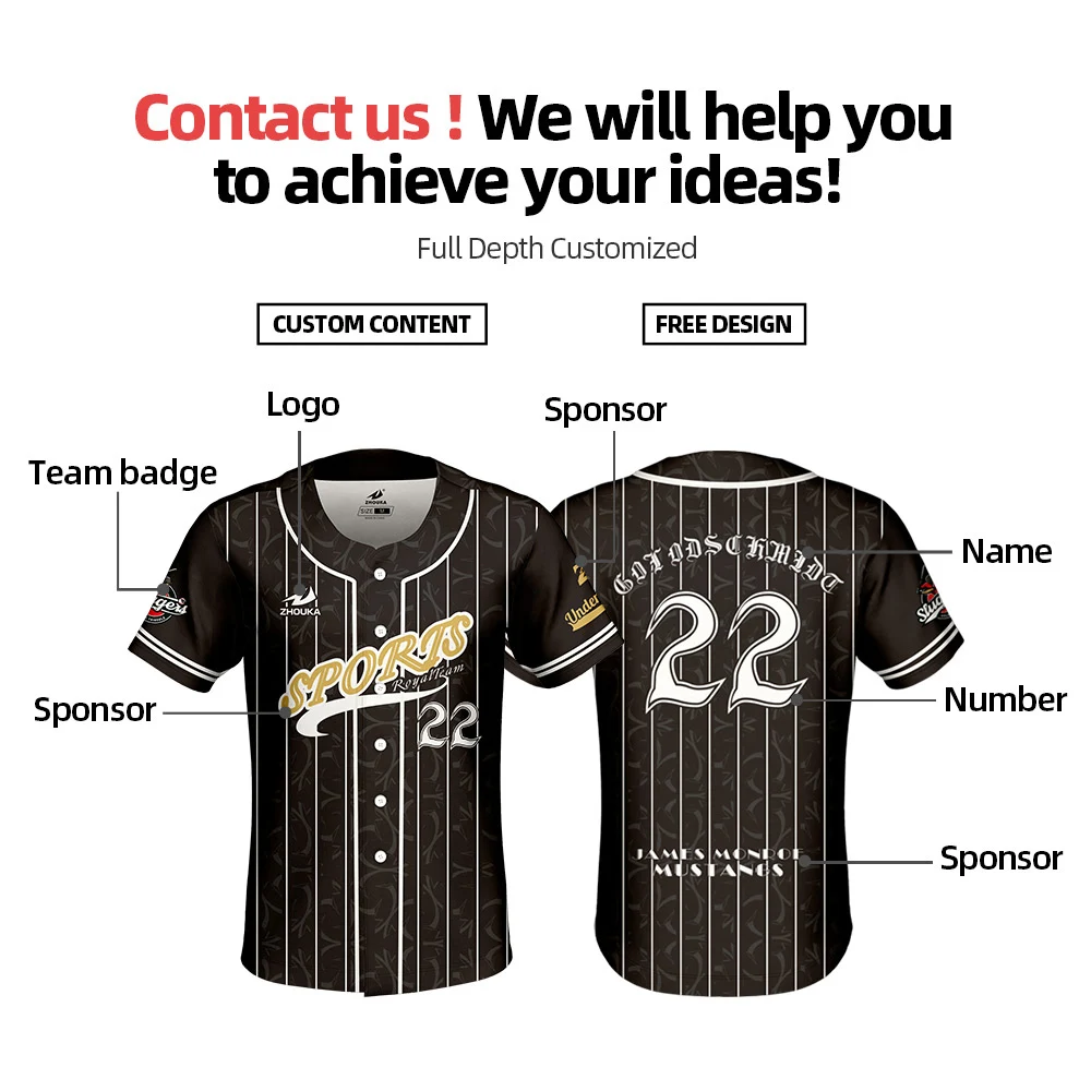 Design Baseball Jerseys Sublimated Training Wear Mens Sports Shirt Camiseta Beisbol Hombre Breathable Baseball Shirts
