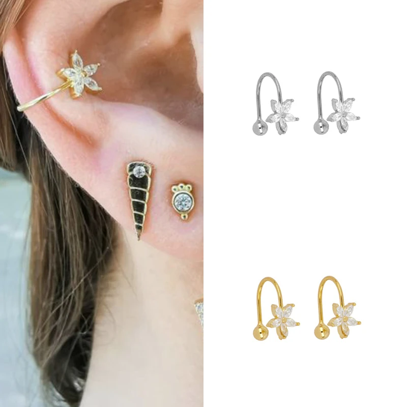 

ISUEVA Fashion Gold Filled Flower Ear Clips Ear Cuff Cubic Zircon Non-Piercing Clip Earrings For Women Wholesale Jewelry Gifts