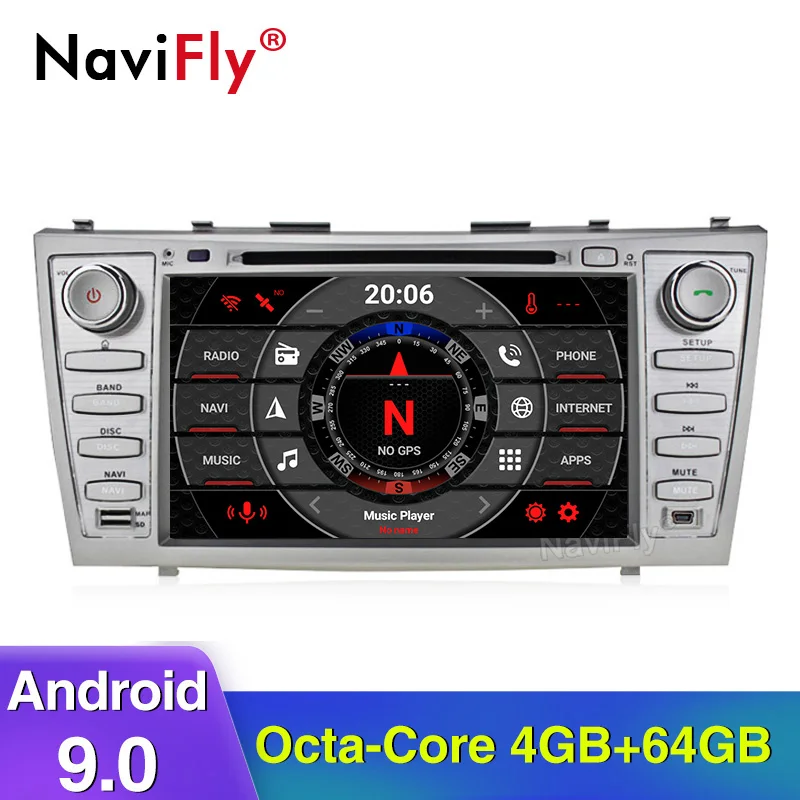 NaviFly 8 дюймов 2 din 4 Гб+ 64 ГБ Android 9,0 Автомобиль Радио DVD gps для Toyota Camry 7 40 50 2006 2007 2008 2009 2010 2011