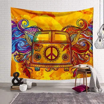 

3D HD Printing Tapestrying Rectangular Home Decor Colorful Peace Bus Tapestry Wall Hanging Sleeping Mat Mural Beach Mat Tapestry