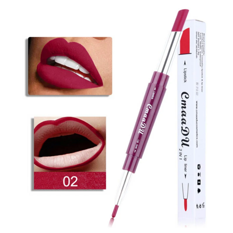6 Colors Matte Lipstick Wateproof Double End Long Lasting Lipsticks Brand Lip Makeup Cosmetics Nude Dark Red Lips Liner Pencil
