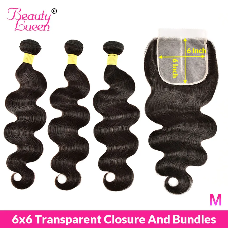 

6X6 Hd Transparent Lace Closure With Bundles Brazilian Hair Wavy Bundles With Closure Remy Human Hair 3 4 Bundles With Closure