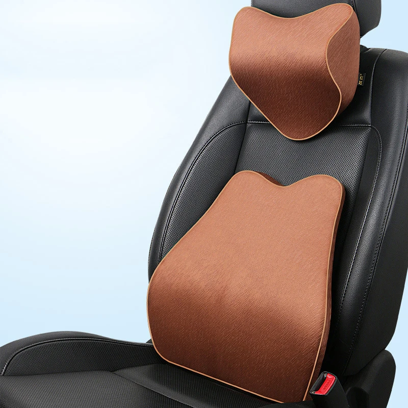 Standard Style Brown Автомобильная подушка с объемным эффектом Памяти, поясничная подушка, сиденье для автомобиля, поясная поддержка спины, шеи, автоматический подголовник, набор подушек, массажер для головы водителя - Цвет: Standard Style Brown