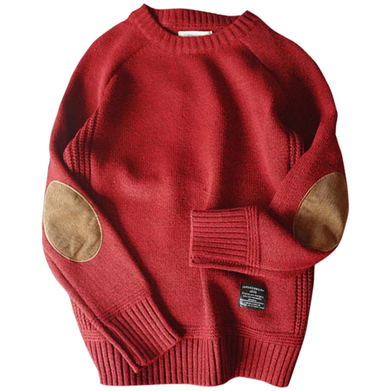 New Men Pullover Sweater Fashion Patch Designs Oversized Knitted Sweater Harajuku Streetwear Thick O Neck Causal Pullovers Wool 3