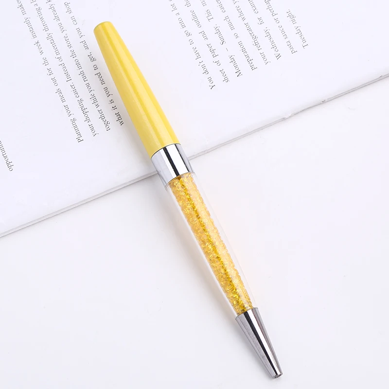 yellow Корейская модная деловая металлическая шариковая ручка, Кристальный бриллиант, крутой вращающийся роллер с логотипом, школьные канцелярские принадлежности, офисные - Цвет: yellow