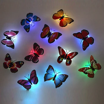 

1pcs Beautiful Butterfly LED Luminous Light Lamp with Suction Pad Butterfly Toys for Children Home Theme Party Decoration Toys