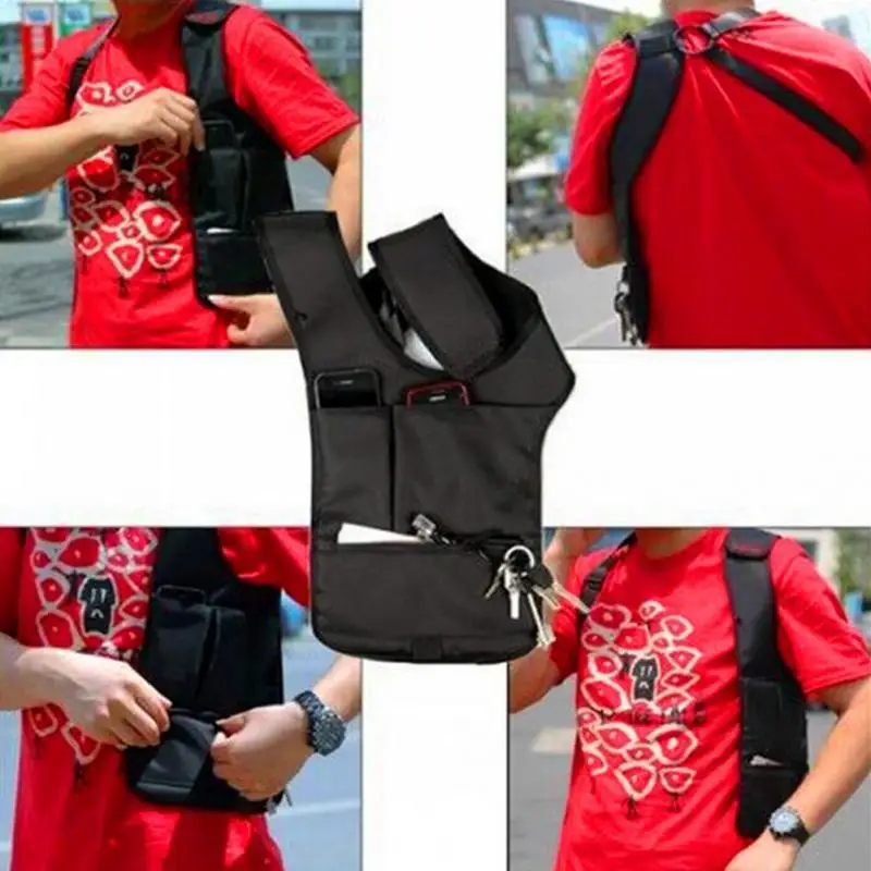 Unisex Travel Bag Anti-Theft Safety Hidden Underarm Holster Shoulder Bag Durable Nylon Storage Bag for Coin Key Pen Phone Black