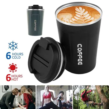 

Creative portable stainless steel coffee mug with lid suitable for home office sports mug