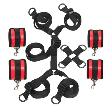 Under Bed BDSM Leather Bondage Handcuffs & Ankle Cuffs Restraint System Fetish Slave Sex Toys For Couples Adult Erotic Toy Games 4