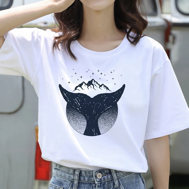 Graphic tees tops Environmental protection theme T-shirts women funny t shirt white Tops casual short Camisetas Mujer_T-Shirt