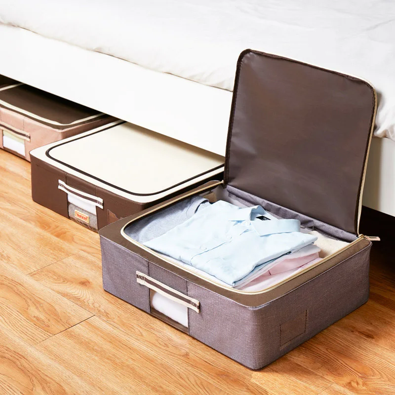 

Large Capacity Foldable Oxford Cloth Storage Box Portable Lid Fabric Bed Bottom Clothes Storage Basket Save Space Storage Bins