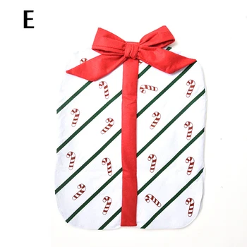 

Christmas Dinner Chair Cover Non-Woven Santa Claus Printed Cane Pattern Bow Gift Bag Christmas Chair Decoration White 60*48cm